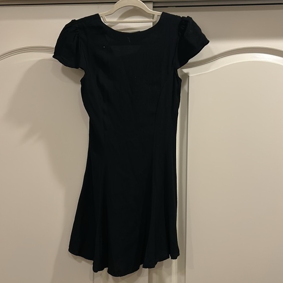 Reformation Black Flutter Sleeve Button Front Mini Dress - Picture 6 of 6